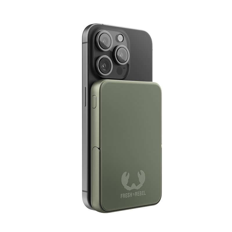 Fresh'N Rebel magnet wireless powerbank 5000 mAh dried green