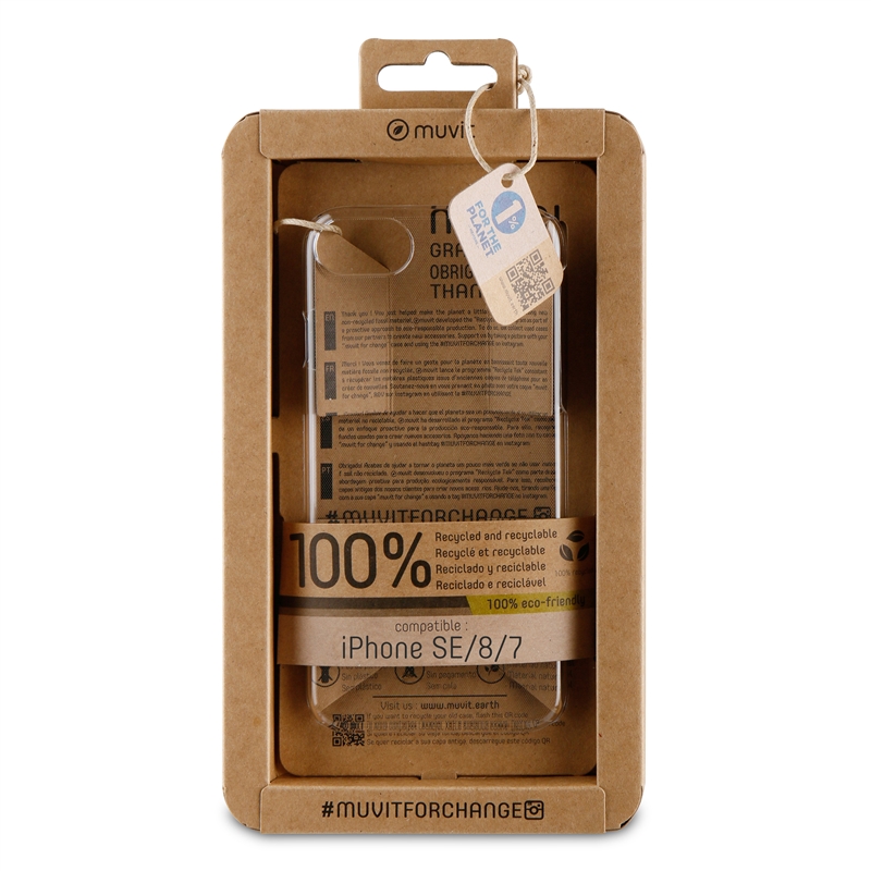 muvit for change carcasa recycletek compatible con Apple iPhone SE/8/7/6S/6 transparente