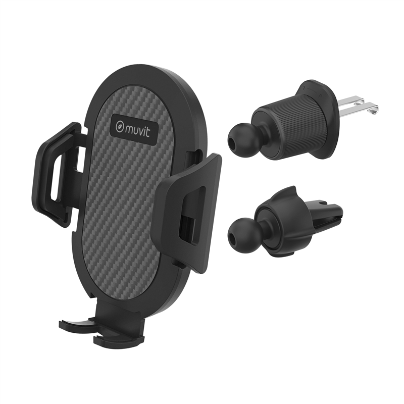 muvit for change soporte coche universal salida aire hasta 7" ó 9.5cm ancho negro, sujeción rejilla 2 ganchos + pinza