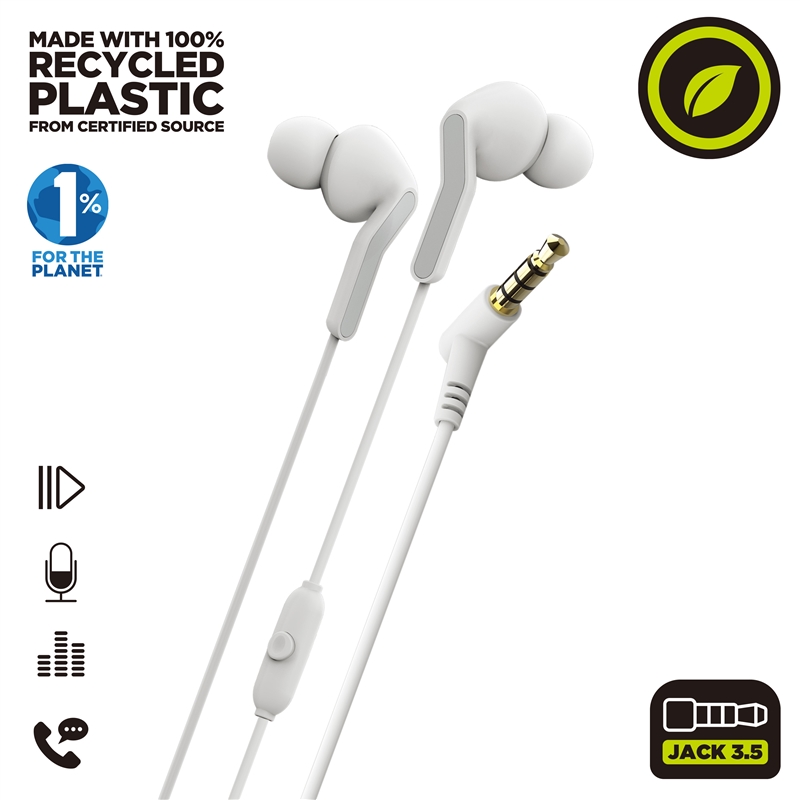 muvit for change auriculares estéreo E57 3.5mm blancos