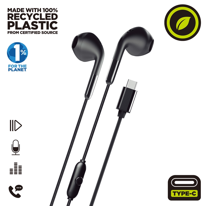 muvit for change auriculares estéreo E58 Tipo C negros