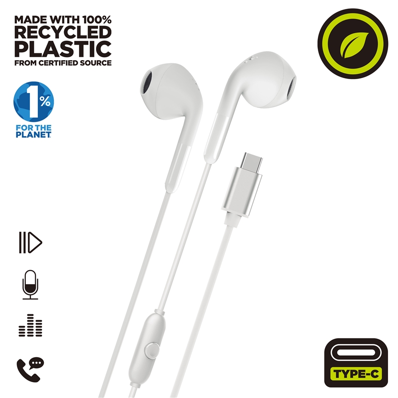 muvit for change auriculares estéreo E58 Tipo C blancos