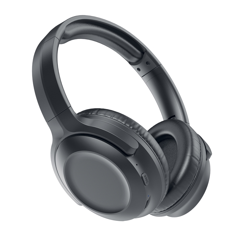 muvit for change cascos estéreo ANC Plegables con cancelación de ruido activa, adaptadores y funda de viaje negro
