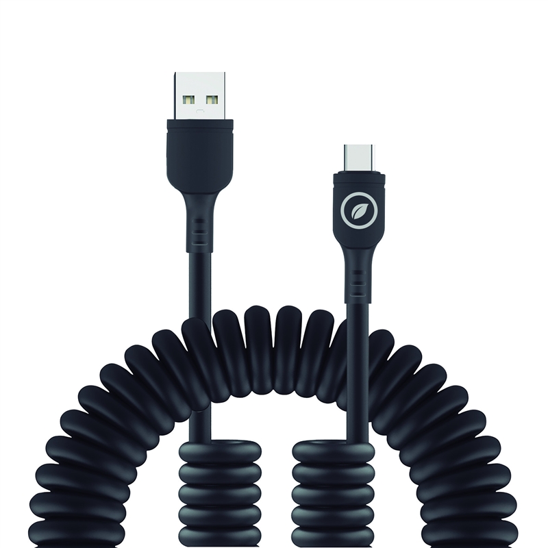 muvit for change cable rizado Tipo A a Tipo C 3A 60w 1,2m negro