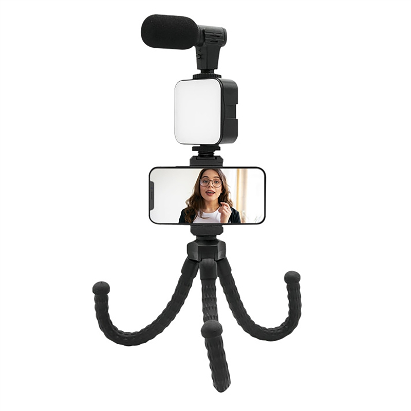 muvit soporte smartphone flexible con Luz led y microfono negro