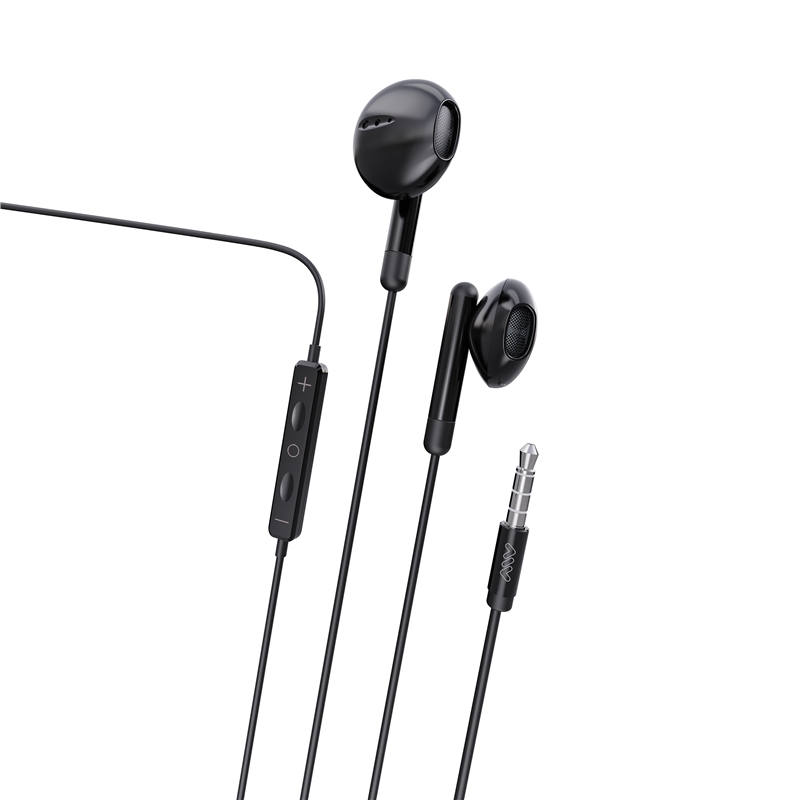 myway auriculares estéreo 3.5mm con micrófono negro